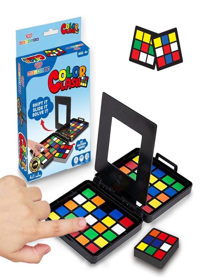 Wembley Color Tiles Cube Puzzle Race Board Game for Kids & Adults Two Player Speed Solving Face Off Brain Teaser Hand Eye Coordination Interactive Compact Engaging Thinking Game - Image 1